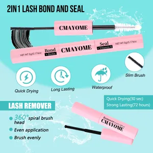Kit d'extension de cils DIY avec liaison et scellement 2-en-1 et dissolvant, formule biotine