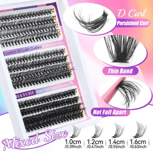 DIY cluster eyelash extension set with 10-16mm D curl individual synthetic fiber lashes