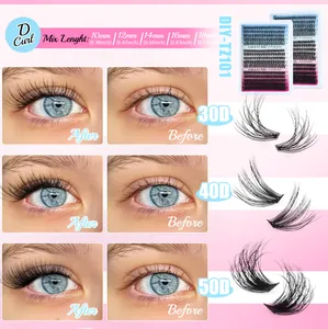 Λεπτομέρεια βλεφαρίδων DIY με πυκνότητες 30D 40D 50D και αποτέλεσμα πριν και μετά