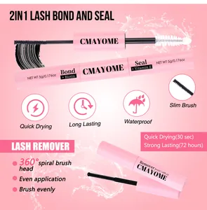 Pink eyelash bond, seal, and remover set with biotin and Vitamin E for 72h hold