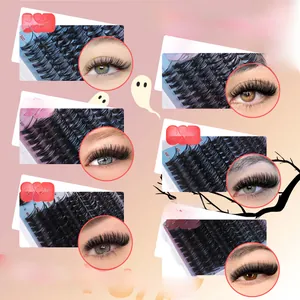 Detail of 30D to 100D individual eyelash cluster set with model application effect