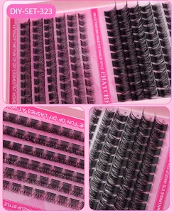 Detailoverzicht van DIY individuele wimperclusterset in de maten 10mm tot 18mm