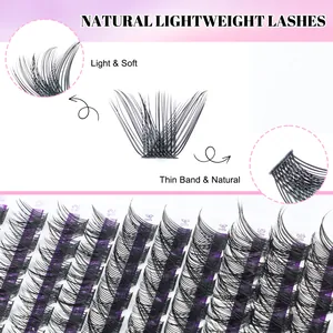 DIY cluster eyelash extension kit with 12-16mm lengths and ultra-thin band