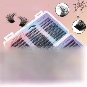 Detail view of 60D 80D 100D cluster lashes set in various lengths for DIY extensions