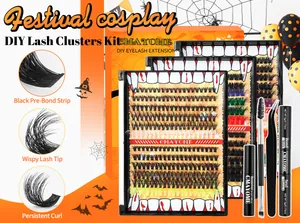 DIY cluster eyelash extension kit with glue and remover for Halloween makeup