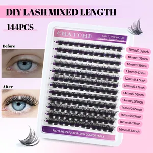 DIY individual lash extension kit 10-16mm with 144 clusters for a natural voluminous look