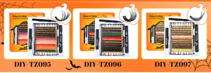 Halloween DIY eyelash kit with colorful segmented lashes, tweezers and lash glue