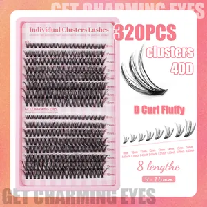 320 stuks 40D D-curl wimperextensies set met gemengde lengtes van 9 tot 16 mm