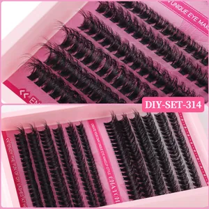 DIY individual cluster lash extensions kit with 10-18mm natural wispy volume eyelashes