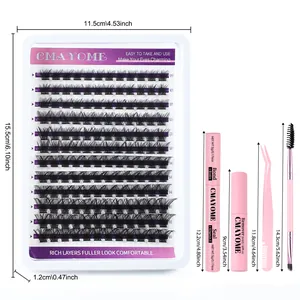 DIY cluster eyelash extension kit with 10-16mm lashes, bond, seal, remover, and tweezers