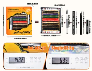 Detailed dimensions and weight of the Halloween DIY eyelash kit with colorful segments