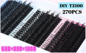 Λεπτομέρεια από 270 τεμάχια 5D DIY βλεφαρίδες σε διάφορα μήκη από 10mm έως 18mm