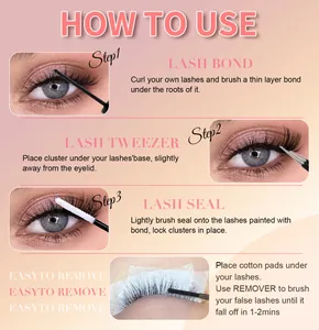 Step-by-step tutorial for applying cluster lashes with bond, seal, and remover set