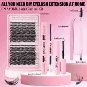 DIY wimperverlengingsset met clusters, Bond & Seal, pincet en borstel in het roze