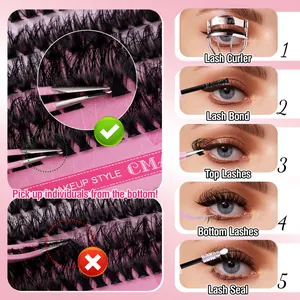 DIY individual lash extension kit with cluster eyelashes and application tools