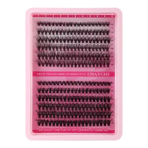 Professional DIY cluster lash extensions kit with 10-18mm length variety in pink box