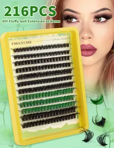 Detail von 216 DIY Wimpernclustern in Schwarz und Dunkelgrün, 10-18 mm Längenmix
