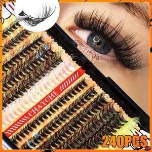 DIY colorful cluster lashes set with mixed lengths 10-18mm for Halloween makeup
