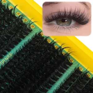 Dense black D-curl synthetic eyelash extensions set in sizes 10mm to 16mm for daily wear