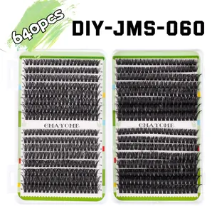 Detail view of 64pcs DIY individual lash clusters set in 10mm to 16mm varied lengths