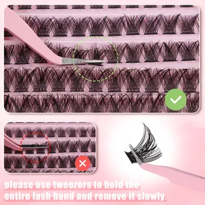 Correct way to use tweezers for removing individual cluster lashes from the tray