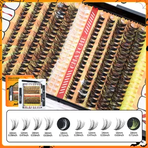 DIY Halloween colorful segmented false eyelash extension kit with 10-18mm mixed lashes
