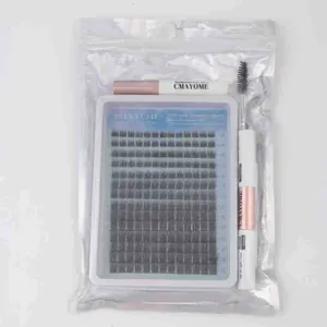 DIY cluster eyelash extension kit with glue, remover and mascara brush tools
