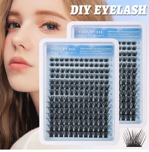 Detailed view of DIY individual cluster lashes kit with various lengths from 8mm to 16mm