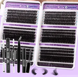 DIY Cluster-Wimpernverlängerungs-Set mit 10-18 mm Wimpern und Bond Seal Werkzeugen