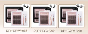 Kit extension ciglia a segmenti DIY con pinzetta oro rosa e colla a doppia estremità