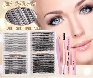 Σετ βλεφαρίδων DIY με τμήματα 10-16mm, κόλλα, σφραγιστικό και επαγγελματική τσιμπίδα