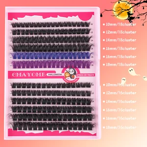 DIY Cluster Wimpernverlängerung Set mit schwarzen, lila und blauen Fasern in 10-18mm Länge