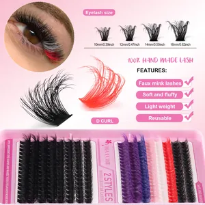 Σετ πολύχρωμες βλεφαρίδες D-curl faux mink σε διάφορα μήκη από 10mm έως 16mm
