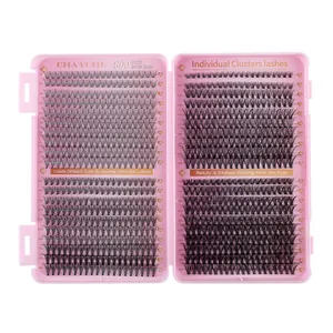 Σετ βλεφαρίδων DIY 8-18mm D curl σε ροζ θήκη αποθήκευσης με διάφορα μεγέθη