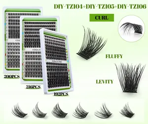 Detailansicht der DIY-Einzelwimpern-Cluster-Sets mit Längen von 10 bis 16 mm