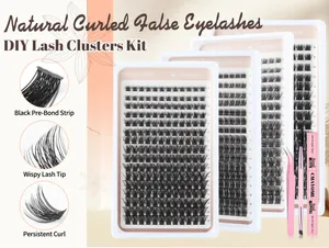 Gedetailleerde DIY wimperverlenging kit met 8-18mm clusters, bond, seal en roze pincet