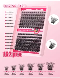 Detail of 162pcs segmented DIY individual eyelashes with 10-18mm length variety