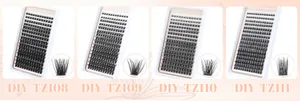 Gedetailleerde vergelijking van DIY-clusterwimpers met lengtes van 8 mm tot 14 mm in trays