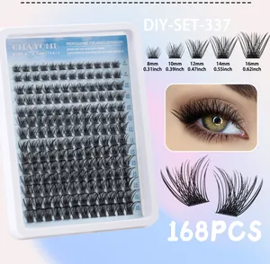 DIY Cluster Eyelash kit 168pcs with mixed lengths from 8mm to 16mm in a gradient box