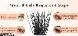 Details van 12mm individuele wimperclusters met 4-staps DIY-gids en bijbehorende tools