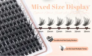 Detailweergave van DIY individuele wimperclusters set mix lengtes 8-18mm