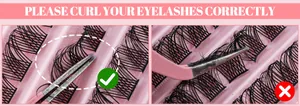 Guide showing how to use tweezers to correctly pick up individual cluster lashes