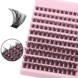 DIY cluster lashes set with 12 rows of thick curly black synthetic fiber extensions
