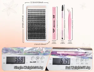 DIY Wimpernverlängerungs-Set mit 8-18 mm Wimpern, Kleber, Pinzette und Maßen