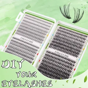 DIY cluster eyelash extension kit with 10-16mm mixed lengths in black and brown