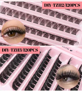 Macro detail of DIY-TZ112 individual segment lashes with dense 120 clusters set