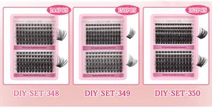 Three-pack DIY segment lash cluster sets in 144, 150, and 162 counts with 8-18mm lengths