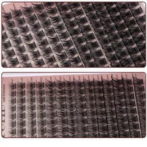 Macro view of individual lash extensions in assorted lengths from 8mm to 16mm