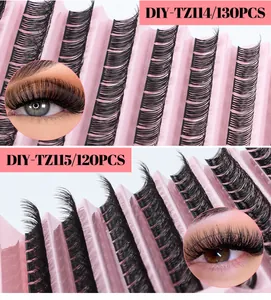 Detail of DIY segmented individual eyelashes in styles TZ114 and TZ115 for dense volume