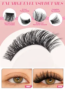 Detail showing D-curl DIY cluster lashes with ultra-thin hot melt band for a fluffy look